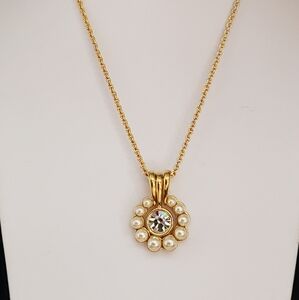 Stunning Vint Nolan Miller Interchangeable Pearl & Rhinestone Pendant Necklace
